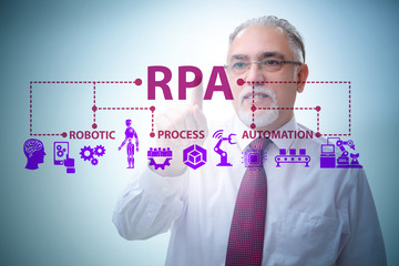 Businessman pressing buttons in RPA concept