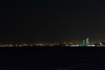 Naklejka na ściany i meble Panorama of the city at night