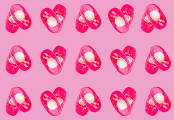 Pattern with a pair of pink warm house Slippers.