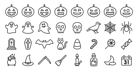 Halloween Icon Set (Thin Line Version)