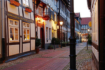 Hameln an der Weser Fachwerkhäuser am Abend