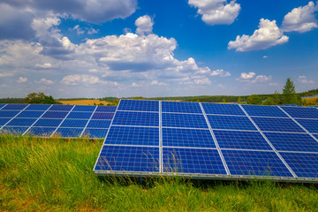 modern solar panels in the rural landscape