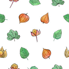 Berries is a collection of high-quality hand-drawn watercolor seamless patterns with berries