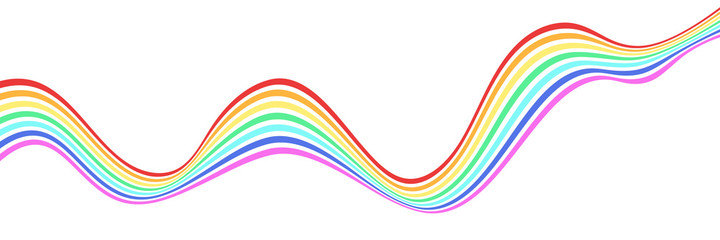 Abstract element with wavy, curved rainbow. Vector illustration of stripes with optical illusion