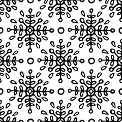 Vector seamless pattern with hand drawn snowflakes in scandinavian style. Design for Christmas wrappings, textile and backgrounds