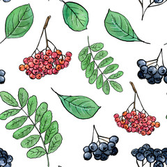 Berries is a collection of high-quality hand-drawn watercolor seamless patterns with berries