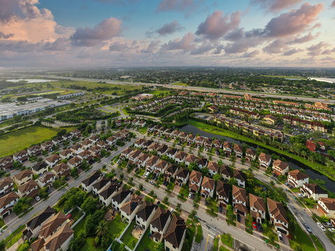 Aerial photo of residential homes in Miramar Florida USA