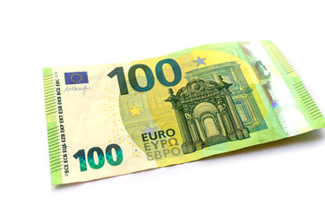 Banknote 100 euro money payment isolated bill on white background