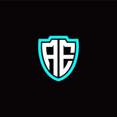 Obraz premium Initial A E letter with shield modern style logo template vector