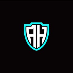 Initial A H letter with shield modern style logo template vector