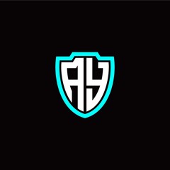Obraz premium Initial A Y letter with shield modern style logo template vector