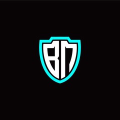 Initial B N letter with shield modern style logo template vector