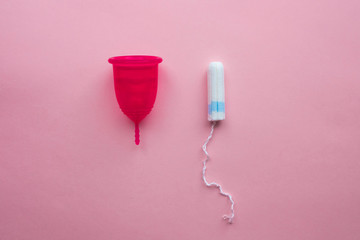 Menstrual cup and tampons. Reusable menstrual cup is an alternative to disposable tampons.