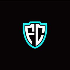 Initial F C letter with shield modern style logo template vector
