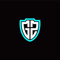 Initial G Z letter with shield modern style logo template vector