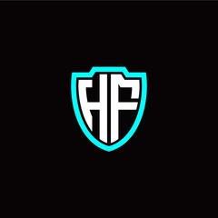 Initial H F letter with shield modern style logo template vector