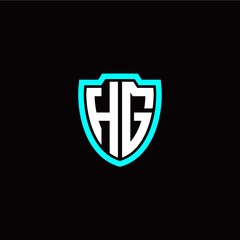 Initial H G letter with shield modern style logo template vector