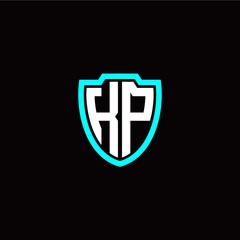 Initial K P letter with shield modern style logo template vector