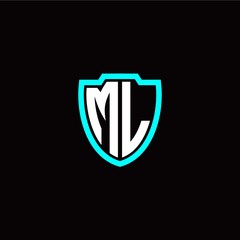Initial M L letter with shield modern style logo template vector