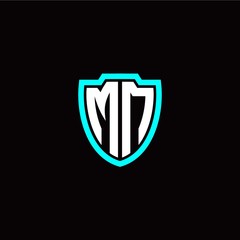 Initial M N letter with shield modern style logo template vector