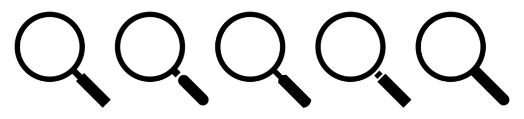 Set of search icon. Magnifying glasses icons. Search icon. Search symbols. Magnifying glasses symbols isolated on white background.
