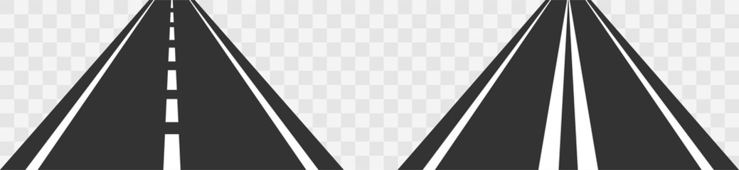 Straight roads. Top View. Asphalt repetitive highway. Vertical road asphalt straight with white markings seamless pattern. Vector eps10 illustration.