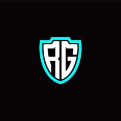 Initial R G letter with shield modern style logo template vector