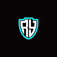 Fototapeta premium Initial R Y letter with shield modern style logo template vector