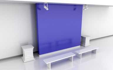 Empty exhibition booth, copy space illustration, original design 3d rendering