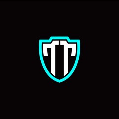 Initial T T letter with shield modern style logo template vector
