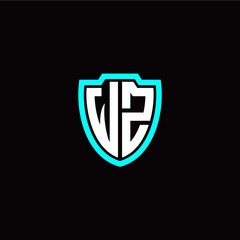 Initial W Z letter with shield modern style logo template vector