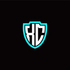 Initial X C letter with shield modern style logo template vector