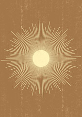 Orange Sun print boho minimalist printable wall art © Tolchik