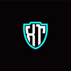 Initial X T letter with shield modern style logo template vector