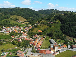 Langreo, industrial village of Asturias,Spain.  Aerial  Drone Photo