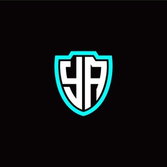 Initial Y A letter with shield modern style logo template vector