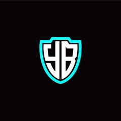 Initial Y B letter with shield modern style logo template vector