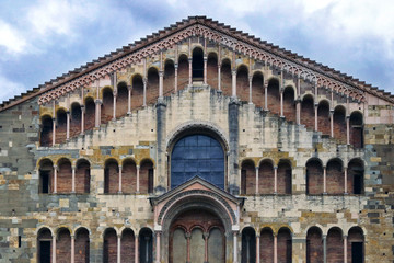Fototapeta na wymiar Parma, detailed front view of the cathedral, Duomo square, Emilia Romagna, Italy, unesco world heritage site