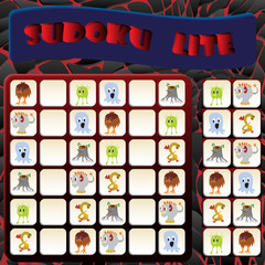 Sudoku lite with colorful monstres images