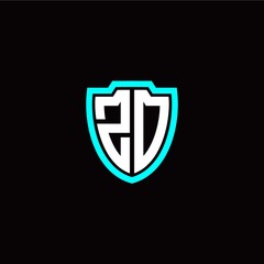 Initial Z O letter with shield modern style logo template vector