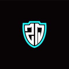 Initial Z Q letter with shield modern style logo template vector