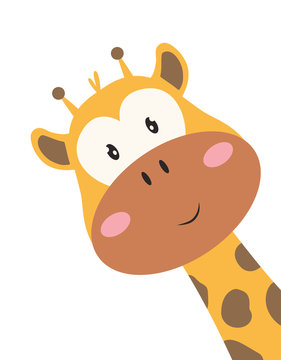 card with cute giraffe isolated on white