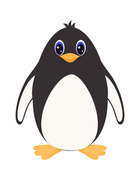 cartoon penguin isolated on white, vector illustration