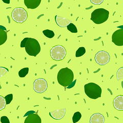 Lime vector. Repeating cute fruits. Timeless background. Trendy summer background. Vector bright print for fabric or wallpaper.