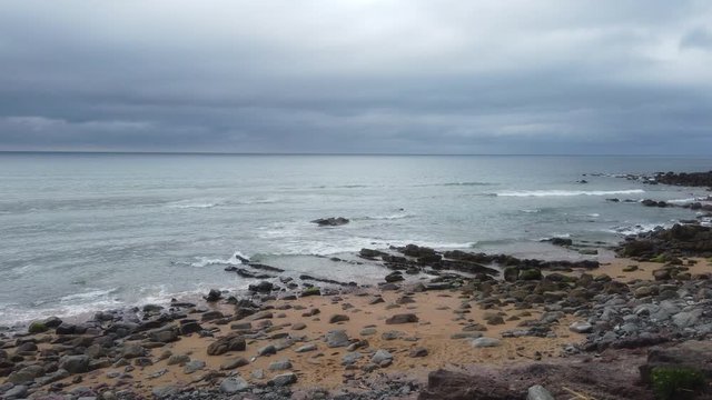 Beach in Lastres, coastal village of Asturias,Spain.