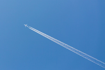 airplane in the blue sky