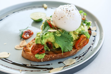 Avocado toast with poached egg