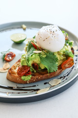 Avocado toast with poached egg