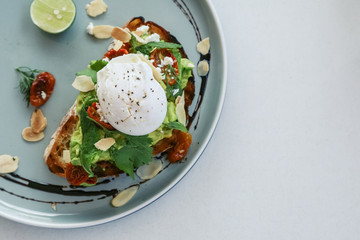 Avocado toast with poached egg