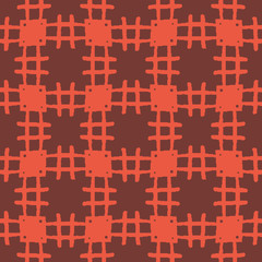 Red plaid seamless geometric vector pattern. Simple unisex surface print design for fabrics, textiles, stationery, scrapbook paper, gift wrap, and packaging.